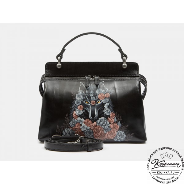 Женская кожаная сумка "Орнелла"  "Волчица в цветах". фото 1